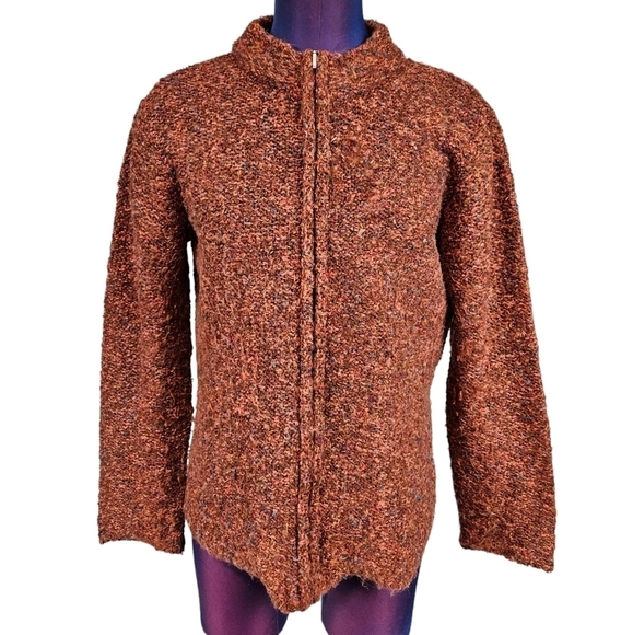 Alps Rust Orange Full Zip Mock Neck Cardigan Sweater‎ Size Medium Women's - Picture 1 of 12